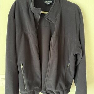 Lands' End Super Dark Navy Fleece Jacket with Zipper Pockets
